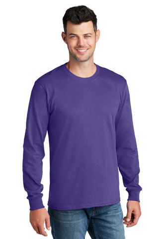 Port & Company Long Sleeve Core Cotton Tee (Purple)