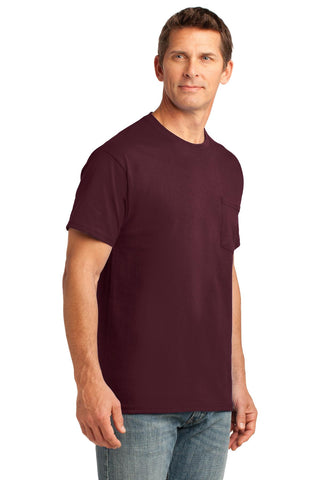 Port & Company Core Cotton Pocket Tee (Athletic Maroon)