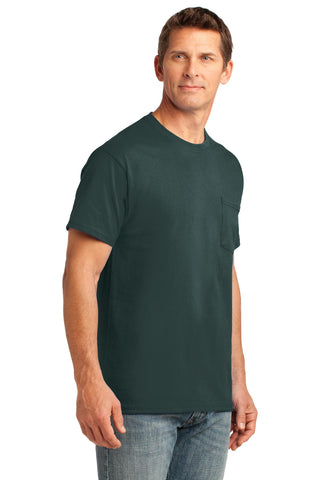 Port & Company Core Cotton Pocket Tee (Dark Green)