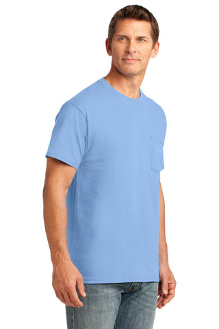 Port & Company Core Cotton Pocket Tee (Light Blue)