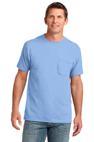 Port & Company Core Cotton Pocket Tee (Light Blue)