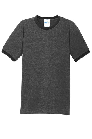 Port & Company Core Cotton Ringer Tee (Dark Heather Grey/ Jet Black)