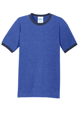 Port & Company Core Cotton Ringer Tee (Heather Royal/ Navy)