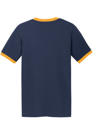 Port & Company Core Cotton Ringer Tee (Navy/ Gold)