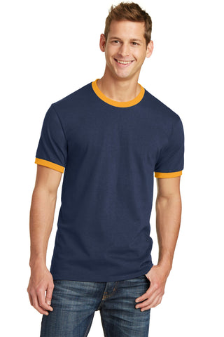 Port & Company Core Cotton Ringer Tee (Navy/ Gold)