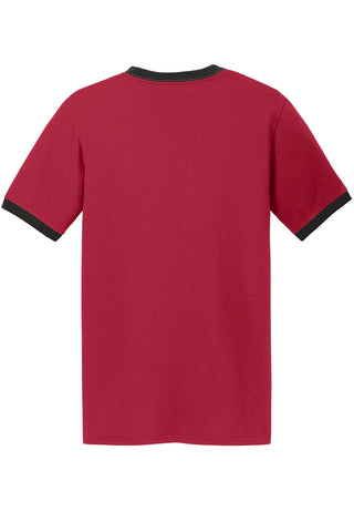 Port & Company Core Cotton Ringer Tee (Red/ Jet Black)