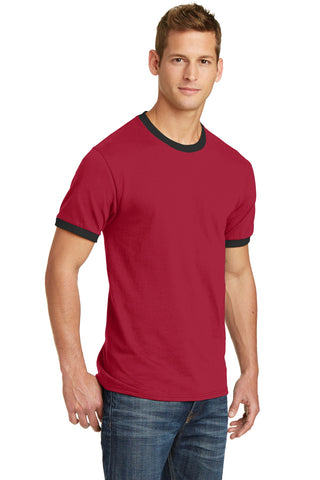 Port & Company Core Cotton Ringer Tee (Red/ Jet Black)