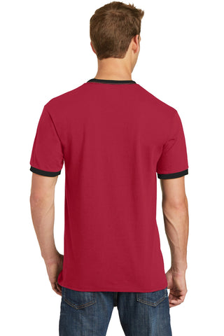 Port & Company Core Cotton Ringer Tee (Red/ Jet Black)