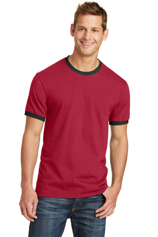 Port & Company Core Cotton Ringer Tee (Red/ Jet Black)