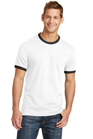 Port & Company Core Cotton Ringer Tee (White/ Jet Black)