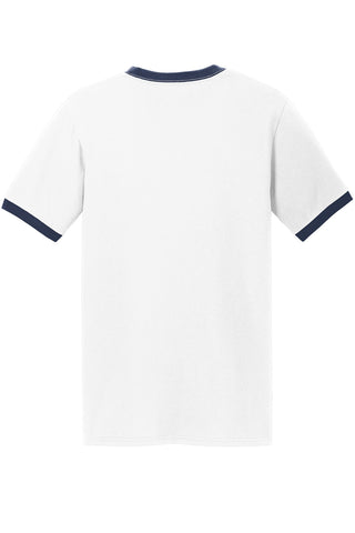 Port & Company Core Cotton Ringer Tee (White/ Navy)