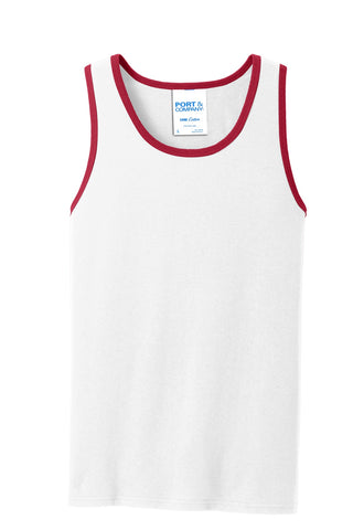 Port & Company Core Cotton Tank Top (White/ Red)