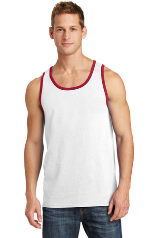 Port & Company Core Cotton Tank Top (White/ Red)