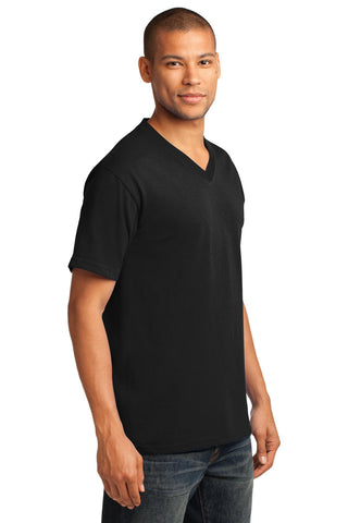 Port & Company Core Cotton V-Neck Tee (Jet Black)