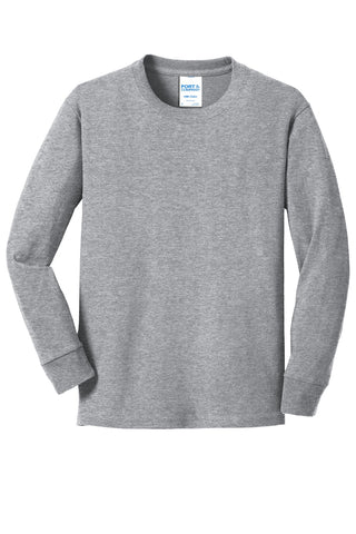 Port & Company Youth Long Sleeve Core Cotton Tee (Athletic Heather)