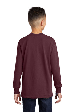 Port & Company Youth Long Sleeve Core Cotton Tee (Athletic Maroon)