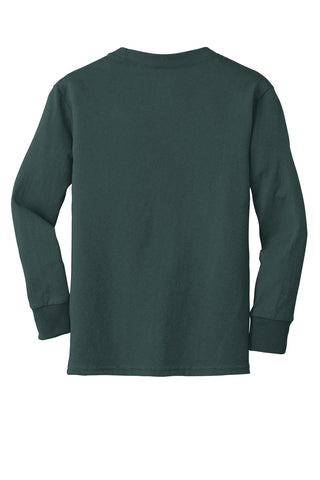 Port & Company Youth Long Sleeve Core Cotton Tee (Dark Green)