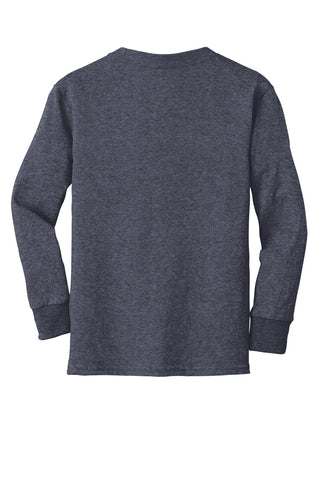 Port & Company Youth Long Sleeve Core Cotton Tee (Heather Navy)