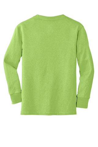 Port & Company Youth Long Sleeve Core Cotton Tee (Lime)