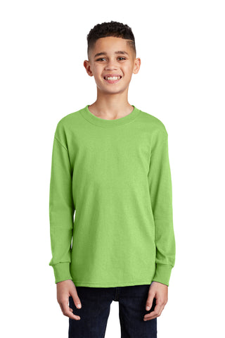 Port & Company Youth Long Sleeve Core Cotton Tee (Lime)