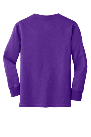 Port & Company Youth Long Sleeve Core Cotton Tee (Purple)