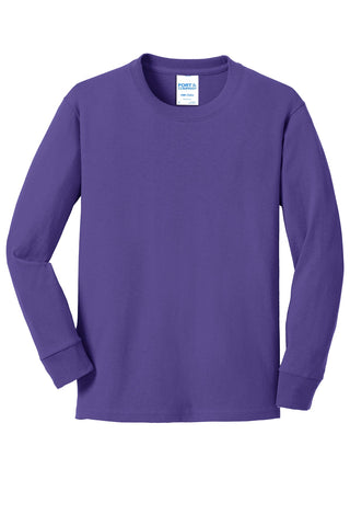 Port & Company Youth Long Sleeve Core Cotton Tee (Purple)