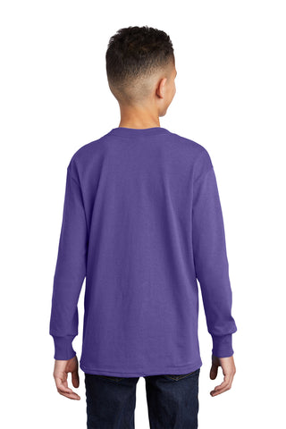 Port & Company Youth Long Sleeve Core Cotton Tee (Purple)