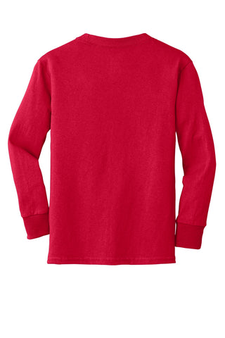 Port & Company Youth Long Sleeve Core Cotton Tee (Red)