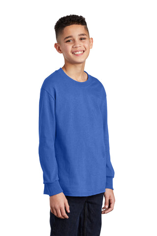 Port & Company Youth Long Sleeve Core Cotton Tee (Royal)