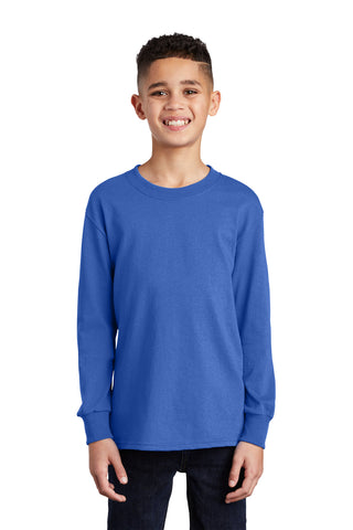 Port & Company Youth Long Sleeve Core Cotton Tee (Royal)