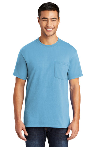 Port & Company Core Blend Pocket Tee (Aquatic Blue)