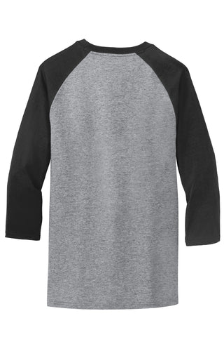 Port & Company Core Blend 3/4-Sleeve Raglan Tee (Athletic Heather/ Jet Black)