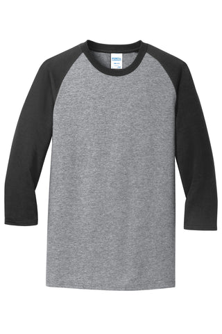 Port & Company Core Blend 3/4-Sleeve Raglan Tee (Athletic Heather/ Jet Black)