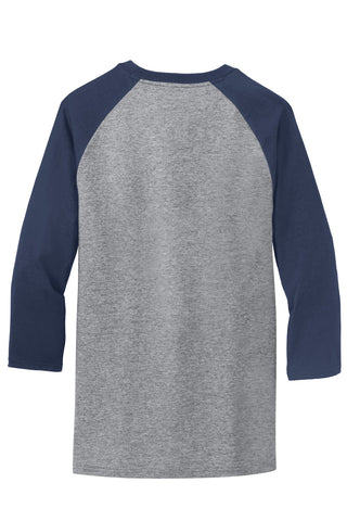 Port & Company Core Blend 3/4-Sleeve Raglan Tee (Athletic Heather/ Navy)