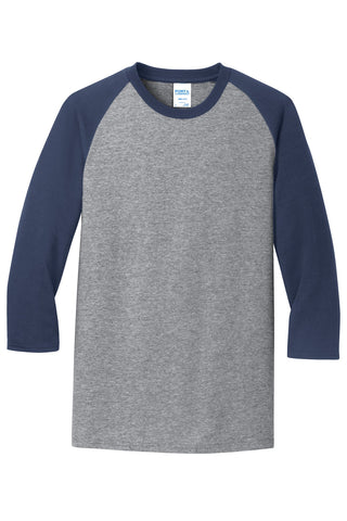 Port & Company Core Blend 3/4-Sleeve Raglan Tee (Athletic Heather/ Navy)