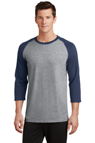 Port & Company Core Blend 3/4-Sleeve Raglan Tee (Athletic Heather/ Navy)