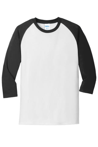 Port & Company Core Blend 3/4-Sleeve Raglan Tee (White/ Jet Black)