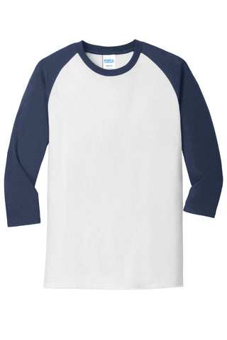 Port & Company Core Blend 3/4-Sleeve Raglan Tee (White/ Navy)