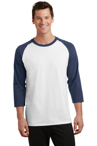 Port & Company Core Blend 3/4-Sleeve Raglan Tee (White/ Navy)