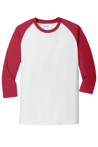 Port & Company Core Blend 3/4-Sleeve Raglan Tee (White/ Red)