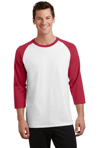 Port & Company Core Blend 3/4-Sleeve Raglan Tee (White/ Red)