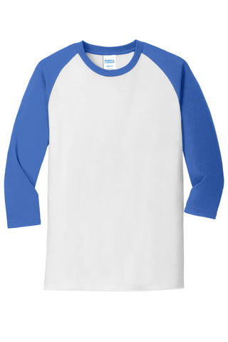 Port & Company Core Blend 3/4-Sleeve Raglan Tee (White/ Royal)