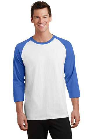 Port & Company Core Blend 3/4-Sleeve Raglan Tee (White/ Royal)