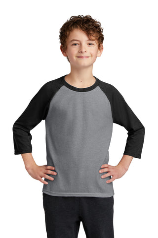 Port & Company Youth Core Blend 3/4-Sleeve Raglan Tee (Athletic Heather/ Jet Black)