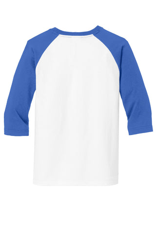 Port & Company Youth Core Blend 3/4-Sleeve Raglan Tee (White/ Royal)