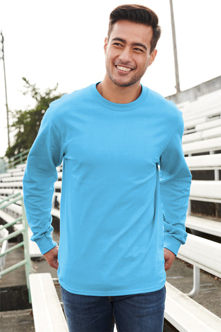 Port & Company Long Sleeve Essential Tee (Stonewashed Green)