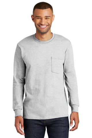 Port & Company Tall Long Sleeve Essential Pocket Tee (Ash)