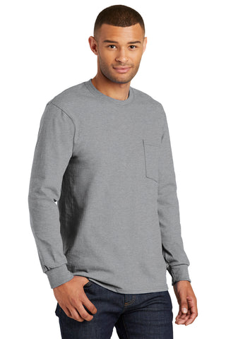 Port & Company Tall Long Sleeve Essential Pocket Tee (Athletic Heather*)