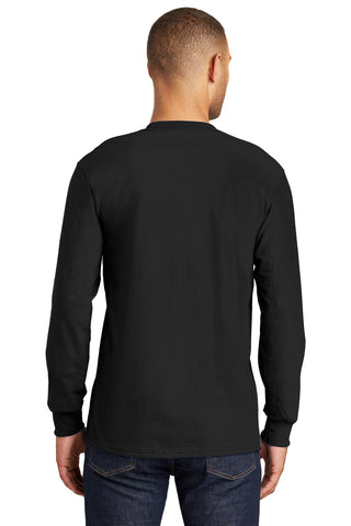 Port & Company Tall Long Sleeve Essential Pocket Tee (Jet Black)