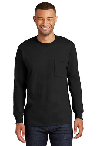 Port & Company Tall Long Sleeve Essential Pocket Tee (Jet Black)